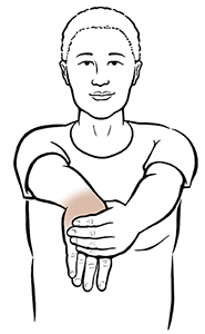 Person doing wrist flexion exercise.