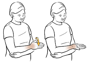 Person doing wrist supination exercise.